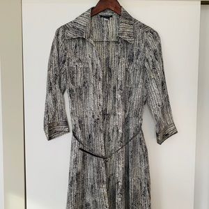 Boston Proper %100 silk belted shirt dress